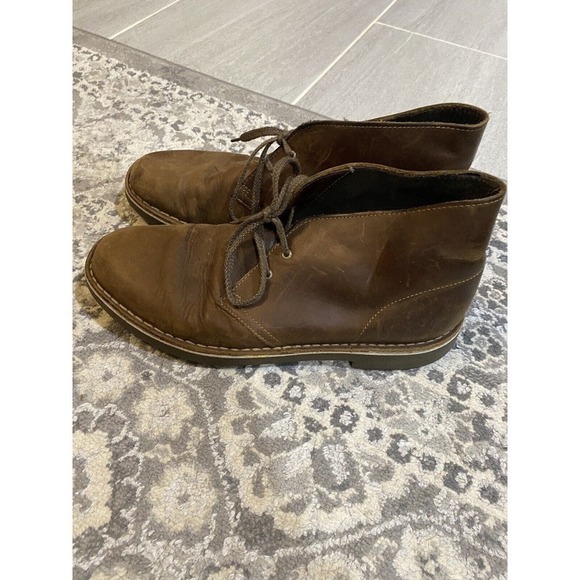 Clarks Men's Bushacre Beeswax Brown Leather Chukka Boot Size 10 - Picture 2 of 6